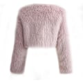 Miniatyrbilde 2 av 5: Kvinners Mote Klippet Kunstpelsjakke Lang Erme Åpen Front Kort Frakk Pink XL