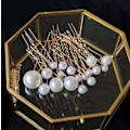 Miniatyrbild 2 av 4: 16 st Pearl hårnålar för kvinnor bröllop brudhår bit gold