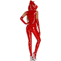 Miniatyrbillede 4 af 5: Kvinders Læder Body Suit Sæt Sexy Lynlås Patent Lingeri Red XL
