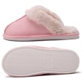 Miniatyrbillede 5 af 6: Dames Fuzzy Memory Foam Tøfler Fluffy Vinter Hjemmesko Pink 35