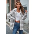 Miniatyrbillede 3 af 7: Dametøj Langærmet Casual Plaid Shacket Jakker Skjorter Lapel Tweed Peacoat Grey L