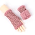 Miniatyrbillede 1 af 7: Vinter Håndledsvarmere til Kvinder - Strikket Fingerløse Handsker Pink