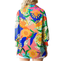 Miniatyrbillede 3 af 4: Dame Bluser med Knapper, Trykt Lanterneærmer, Langærmet, Afslappet Top Color 2 XL
