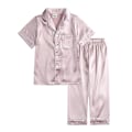 Miniatyrbild 1 av 11: Satin Pyjamas Set i Siden, Kortärmad, Barnkläder för Sovkläder apricot 130