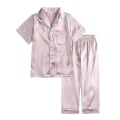 Miniatyrbilde 1 av 11: Satin Pyjamas Sett Silke Pjs Kort Erme Barnesovesett apricot 130