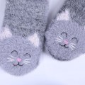 Miniatyrbillede 3 af 6: Dames Fuzzy Katteslippersokker med Gribere Grey