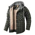 Miniatyrbillede 1 af 10: Mænds Flanneljakke Løstsiddende Plaid Sherpaforet Flannelskjorte Trykknapper Varme Vinterjakker Lommer Army Green XL