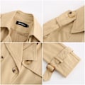 Miniatyrbillede 2 af 11: Dame Trenchcoat Lang Dobbeltbrystet Efterårsmode Klassisk Lapel Slank Overfrakke khaki L