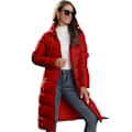 Miniatyrbillede 1 af 6: Varm Tyk Parka Jakke til Kvinder - Vinterdunjakke med Hue Red L