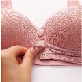 Pikkukuva 9 / 10: Naisten edestä napitettavat rintaliivit, saumattomat, puhdasta puuvillaa, pehmeät kupit Pink 40/90