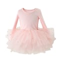 Miniatyrbillede 1 af 7: Pige Ballerina Tutu Leotard med Lange Ærmer og Glimmer Light Pink XS