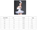 Miniatyrbillede 5 af 5: Pige Balletdanskedragt med Pailletter Svanesøen Optræden Tutu Leotard Kjole 130cm