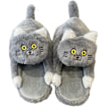 Miniatyrbild 8 av 8: Plush Katttofflor för Kvinnor, Halksäkra Söta Vintervarma Golvskotofflor Grey