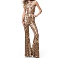Miniatyrbilde 1 av 5: Kvinners Halter Neck Criss Cross Romper Ermeløs Vidbenet Jumpsuit M