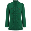 Miniatyrbilde 1 av 8: Kvinners Ruffled Lapel Knappelukking Jakke Green L