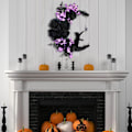 Miniatyrbillede 6 af 8: Halloween Halvmånekrans med Lys, Sort Måneblomst og Kattekrans Style 2