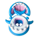 Miniatyrbild 5 av 7: Baby Pool Float Uppblåsbar Shark Simflot med kapell blue
