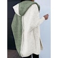 Miniatyrbillede 3 af 6: Dame Langærmet Hættetrøje Strikket Cardigan med Åben Front Green XL