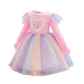 Miniatyrbillede 3 af 7: Enhjørning Regnbue Tulle Ballkjole Tutu Prinsesse Tema Fest pink 120cm