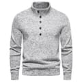 Högkrage Stickad Tröja för Män, Lös Casual Tröja Gray S