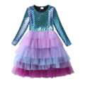 Miniatyrbild 1 av 5: Flickor Sjöjungfru Kostym Långärmad Sjöjungfru Tutus Klänning Uppklädda Presenter blue 100
