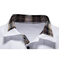 Miniatyrbillede 4 af 10: Mænds Langærmet Plaid Patchwork Lapel Casual Skjorte White M