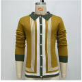 Miniatyrbillede 4 af 5: Mænds Casual Stribet Langærmet Skjorte Polo Shirts Yellow L