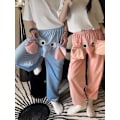 Pikkukuva 3 / 10: Hauskat Elefantti-Pyjamahousut, Söpöt Kolmiulotteiset Pari-Pyjamahousut Pink M