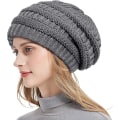 Miniatyrbillede 1 af 4: Varme, tykke, bløde kabelstrikkede damer beanies Deep Gray