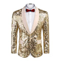 Miniatyrbilde 1 av 6: Menners Sequin Blazer Glitrende Glitterjakke Skinnende Blomsterdressjakke Champagne XL