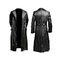 Pikkukuva 2 / 6: Miesten nahkatakki, pitkä vintage-tyyli, keinonahka Silver 2XL