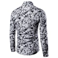 Miniatyrbillede 2 af 8: Mænds Langærmet Cardigan-Knap Trykt Lapel Skjorte White M