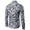 Miniatyrbillede 2 af 8: Mænds Langærmet Cardigan-Knap Trykt Lapel Skjorte White XXXL