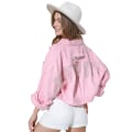 Miniatyrbilde 1 av 7: Damelanget Denimjakke med Frynser og Strass Pink XL