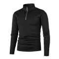 Miniatyrbild 2 av 4: Herrar Tröja Placket Zip Solid Färg Mocka Halsjacka Black M