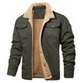 Hettejakke for menn, tykk termisk vinterfleecefôret dark green S