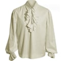 Miniatyrbillede 1 af 8: Mænds Victorian Ruffled Langærmet Skjorte Beige M