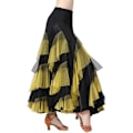 Miniatyrbillede 4 af 6: Ballroom Latin Dance Party Lang Swing Lagdelt Skørt til Kvinder Black+Yellow