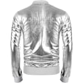 Miniatyrbilde 3 av 6: Menn's Metallic Jakke 70-talls Disco Julefest Varsity Jakke Silver XS