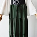 Miniatyrbillede 7 af 8: Kvinders Renaissance Middelalder Kostume Flare Ærme Korset Skørt Overskørt Fancy Dress Wine Red XL