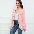 Miniatyrbilde 4 av 8: Kvinners Ruffled Lapel Knappelukking Jakke Pink M