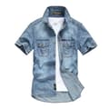 Kortärmad jeanströja för män blue XL