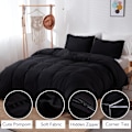 Miniatyrbilde 2 av 5: Pompong-kant Dynetrekk 3-delt Bohemsk Mikrofibersett Black Twin-168*228cm
