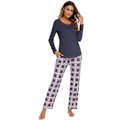 Miniatyrbild 1 av 4: Rutig set för kvinnor Warm Pjs Set blue M