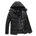 Vinterjakke for menn med hette - varm dunjakke Black 3XL