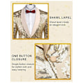 Miniatyrbilde 4 av 6: Menners Sequin Blazer Glitrende Glitterjakke Skinnende Blomsterdressjakke Champagne XS