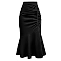 Miniatyrbilde 1 av 4: Høytaljet peplum midi blyant skjørt for kvinner Black XL