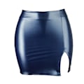 Miniatyrbild 1 av 7: Basic, hög midja, konstläder Bodycon Mini Pencil Kjol för kvinnor navy blue M