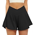 Miniatyrbillede 2 af 5: Crossover Atletiske Shorts til Kvinder 2 i 1 Flydende Løbeshorts Black M