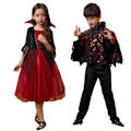 Miniatyrbillede 1 af 6: Børne Retro Vampyr Hexe Halloween Kostume Girl 100
